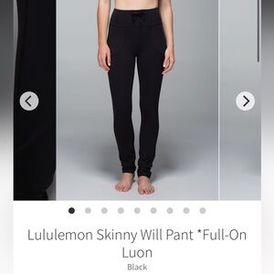 lululemon athletica Black Skinny Will Pant - Full-On Luon